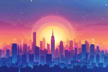 Minimalist Skyscraper Illustration for Urban Landscape Generative AI