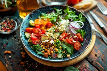 Vibrant Styleraw Salad Bowl Generative AI
