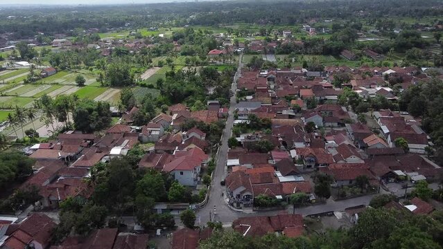 Aerial view of a small village in Indonesia