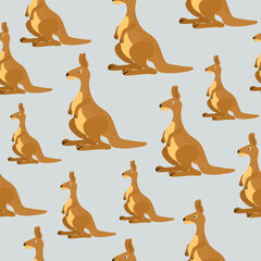 Seamless cute kangaroo pattern. Vector print