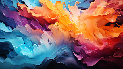 Embracing the beauty of abstract art with a splash of colors against a mysterious black backdrop.