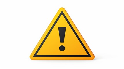 A vector silhouette of a yellow triangle sign with a black exclamation mark is isolated on a white background.