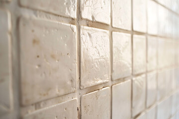 White ceramic tiles with grunge texture in soft light