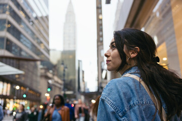 woman strolling through New York