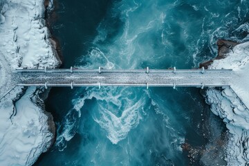 Aerial View of a Bridge Connecting Two Coastal Landmasses Generative AI - obrazy, fototapety, plakaty