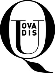 The Latin phrase 'Quo Vadis' (where do you go to) in a clean, strong black original typographic design on a transparant background, png