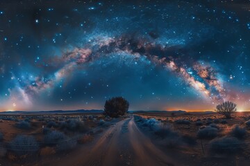 Breathtaking Night Scene with Milky Way's Mystical Glow Generative AI