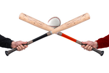 hand with baseball bat and ball