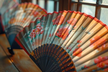 Intricate Chinese Art Adorning a Folding Fan Generative AI