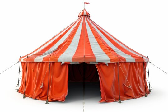 Vintage Circus Big Top Tent Isolated on White Background Generative AI