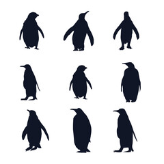 Set Of a penguine Vector silhouettes