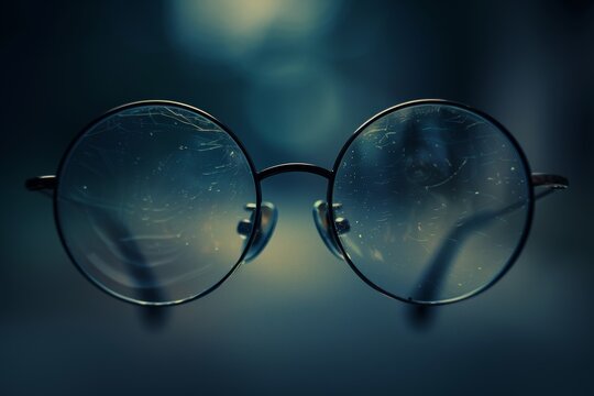 Close-up Shot of Eyeglasses Style: Raw and Unprocessed Generative AI