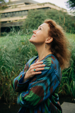 Woman enjoying her time alone in the park