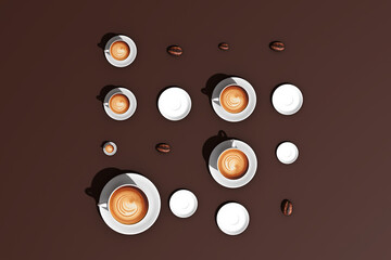 A table topped with lots of coffee cups and saucers