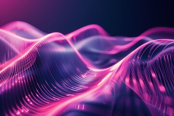 Abstract futuristic technology background forming waves with neon colors. - obrazy, fototapety, plakaty