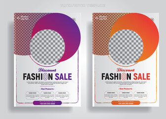 Discount Fashion Sale Flyer Template Design, Unique Editable Modern Flyer Template.  Anyone can use This Design Easily. Promotional leaflet or banner for business marketing. Elegant sale and discount. - obrazy, fototapety, plakaty