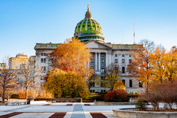 The Pennsylvania State Capitol on a Beautiful Autumn Afternoon, USA