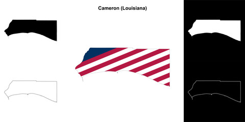 Cameron parish (Louisiana) outline map set