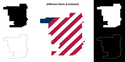 Jefferson Davis parish (Louisiana) outline map set