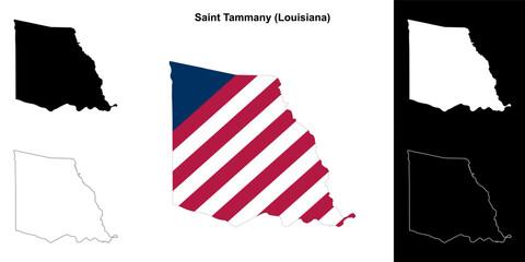 Saint Tammany parish (Louisiana) outline map set