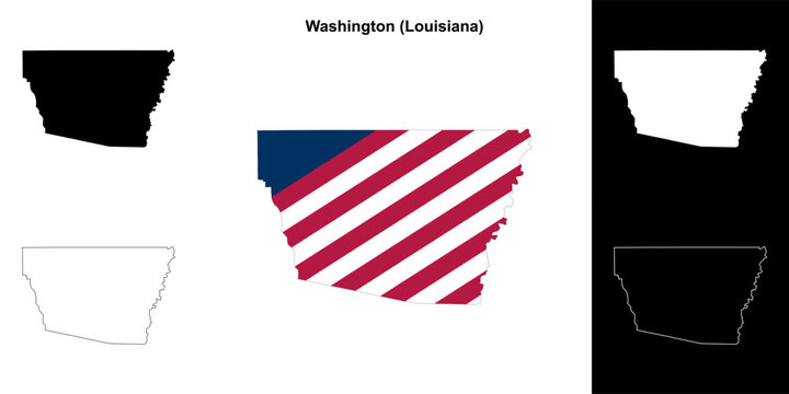 Washington parish (Louisiana) outline map set