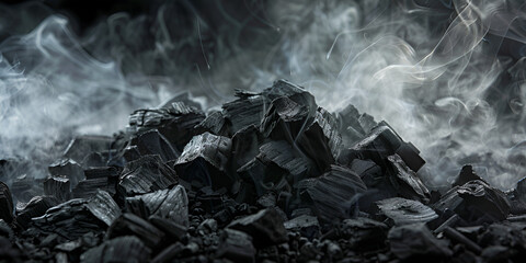 Earth volcanic rock energy derived from industrial coals as natural black background.AI Generative - obrazy, fototapety, plakaty