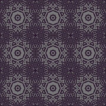 Elegant very beautiful purple and gray seamless pattern. Ornamental style tribal ethnic background