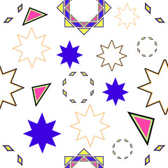 Seamless pattern is geometric and multi colored. The mandala. Drawing for printing. Vector illustration isolated on a white background