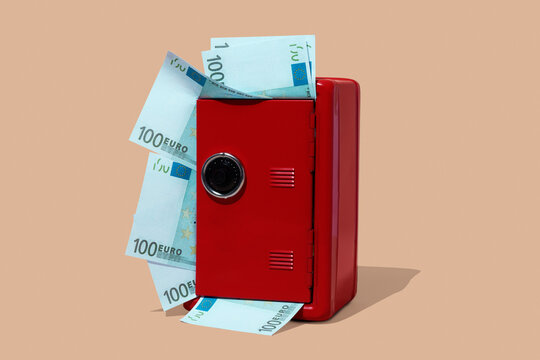 safe full of fake euro banknotes