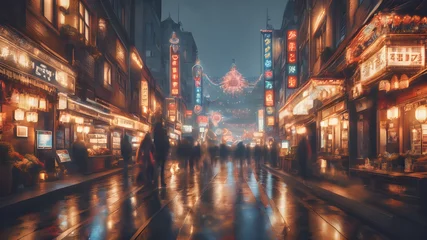 Zelfklevend Fotobehang night city street © Naina