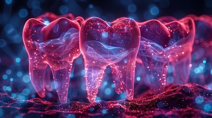 Depicting a healthy tooth with a glowing effect, this illustration symbolizes teeth whitening concepts. - obrazy, fototapety, plakaty