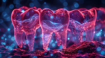 Fotobehang Depicting a healthy tooth with a glowing effect, this illustration symbolizes teeth whitening concepts. © Khalida