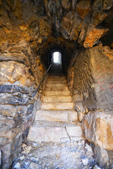 Stairway inside the walls of the fortified city of Briançon built by Vauban in the French Alps