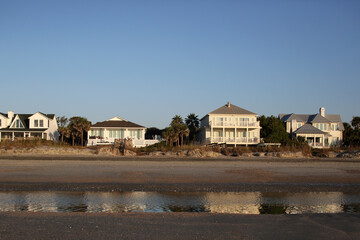 Beautiful Coastal Cottages On A Clear Morning