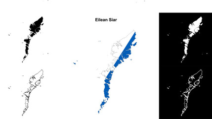 Eilean Siar blank outline map set - obrazy, fototapety, plakaty