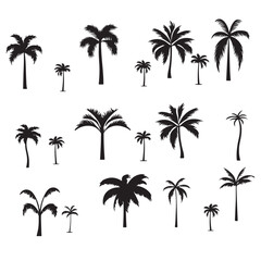 Fototapeta premium Palm tree silhouette set ,clipart, tattoo