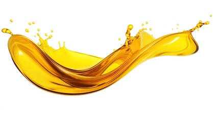 Cooking oil splash swirl drop isolated on white background.