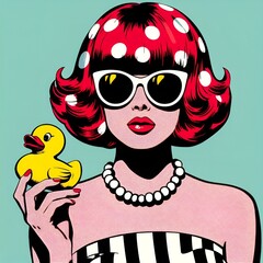 girl with glasses and baby duck 