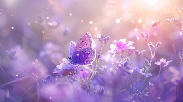 A beautiful meadow landscape filled with flowers and rolling hills in the horizon.