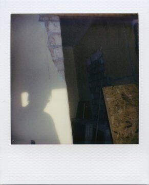 Worker Silhouette Selfie on Construction Site (Polaroid)