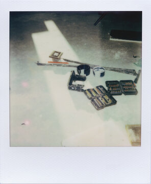 Used Tools on Construction Site (Polaroid)