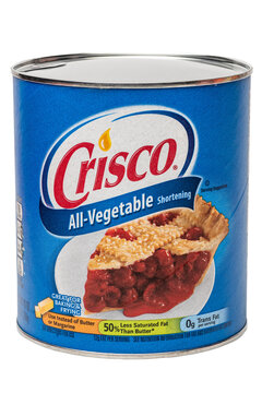 Can of Crisco Brand All Vegetable Shortening on isolated  transparent background