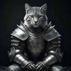 AI,  a noble feline warrior in armor