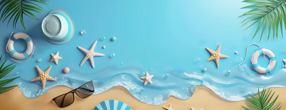 Summer vibes and vacation conceptual background with copy space