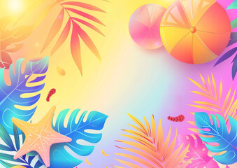 Happy minimalist banner with summer vibes with copy space in the middle for advertisement