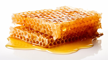 Honey in honeycombs on a white background. Passover.