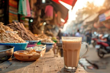 Naklejka premium masala chai. tea. milk tea India. Asia. Coffee. Vietnam.