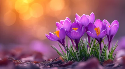Foto op Aluminium Beautiful crocus flowers in spring. Spring crocus flowers. © Виктория Дутко