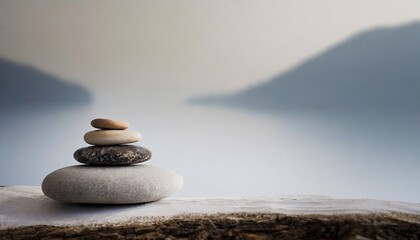 stack of stones with ocean background