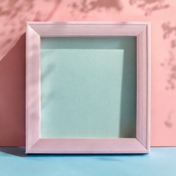 Pink photo frame with shading on the background